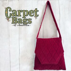 Carpet Bags of America Vintage 1960’s Red Quilted Floral Ribbon Shoulder Bag